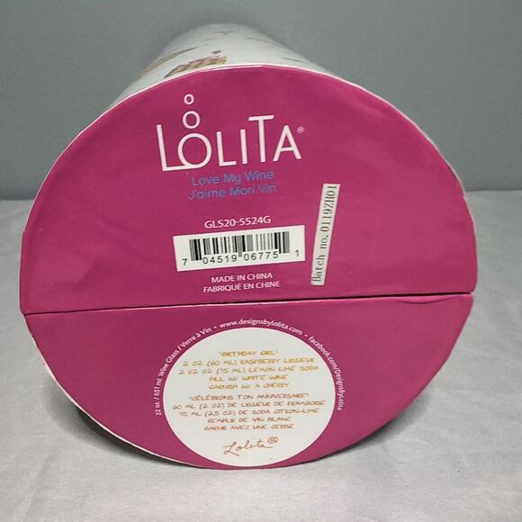 Lolita Birthday Girl Wine Glass In Case Enesco Bejeweled Hand Painted 22 oz - Picture 11 of 13